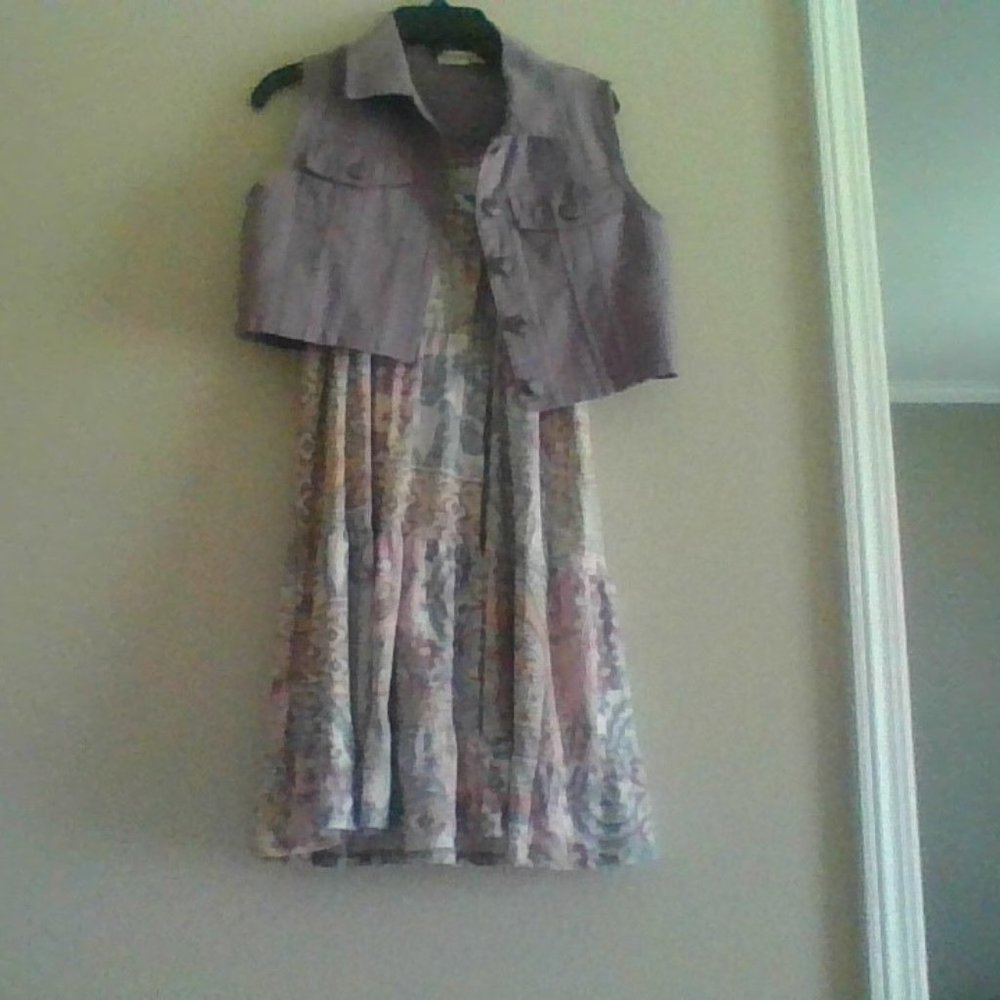 Knit Works Paisley and Floral Dress w/ Purple Jacket
